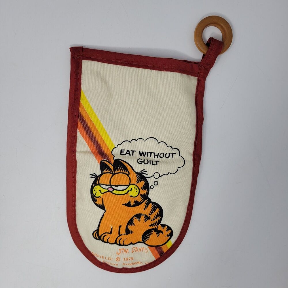 Vintage 1978 Garfield Oven Mitt 'Eat Without Guilt' Cat 70s Kitchen Kitchy